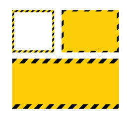 Wall Mural - Black and yellow line striped. Blank Warning Sign yellow background. Template with space for text. Vector illustration