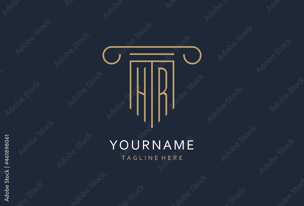 HR initial with pillar shape logo design, creative monogram logo design ...