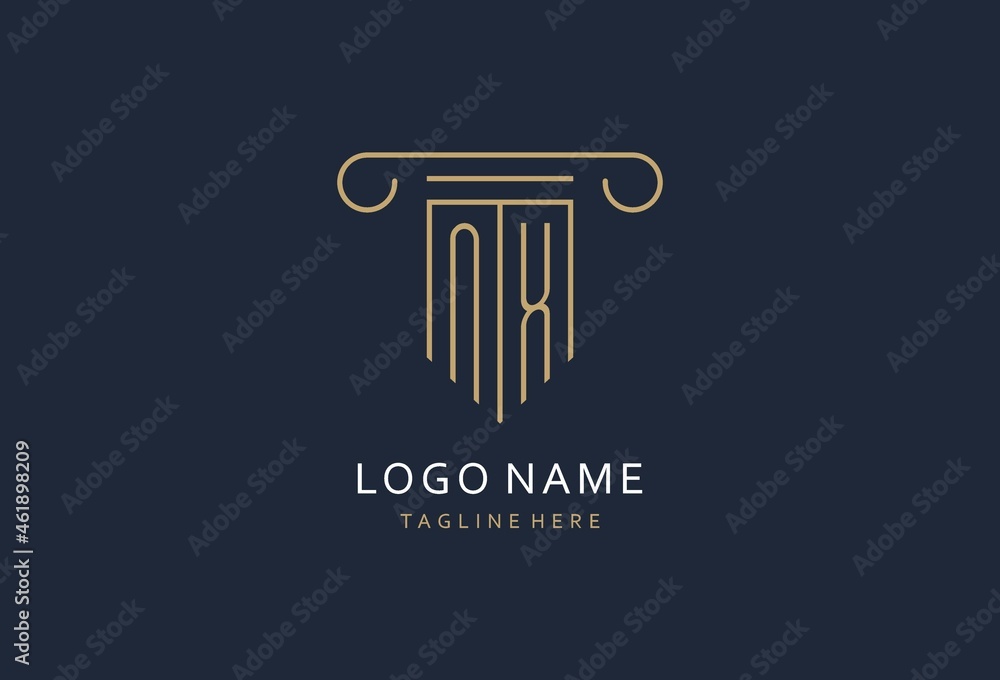 NX initial with pillar shape logo design, creative monogram logo design ...