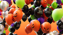Colourful Party Balloons With Fun Halloween Designs.