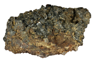 Wall Mural - cassiterite (tin ore) from Perranporth, England isolated on white background