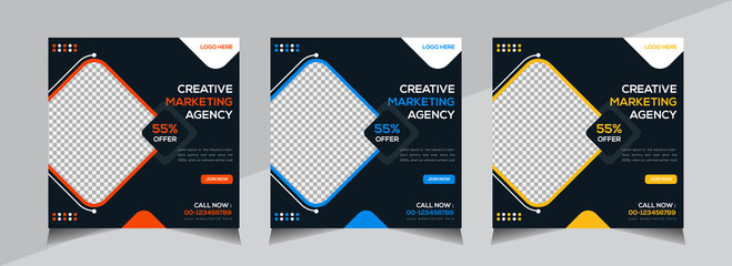 creative social media banner design, business social media post template, web banner, unique editabl