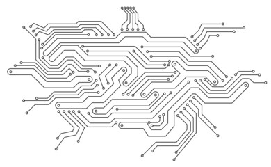 Wall Mural - Electronics board. Circuit board electronic hi tech pattern.  abstract computer chip. Black monochrome background