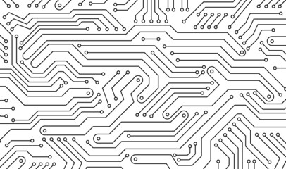 Wall Mural - Electronics board. Circuit board electronic hi tech pattern.  abstract computer chip. Black monochrome background