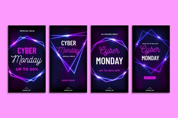 cyber monday social media stories vector design illustration