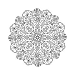 Wall Mural - Vector mandala for coloring. Round pattern with decorative elements. Decoration for book, design, illustration, games, relax and meditation