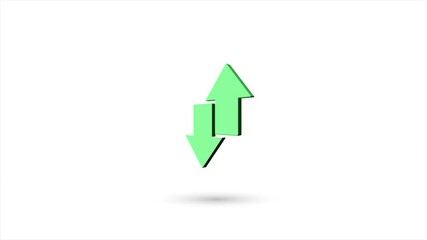Poster - 3d animated flat exchange arrow transfer icon with shadow isolated on white background. Rotating arrow icon. 4K video motion graphic animation.