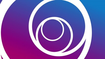 Wall Mural - gradient background with blue and purple backdrop, white circular elements moving, flowing circles, modern business design, spiral effect, futuristic technology motion design