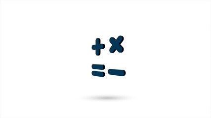 Aufkleber - 3d animated flat calculator icon with shadow isolated on white background. Rotating calculator icon. 4K video motion graphic animation.