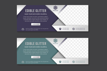 Wall Mural - abstract banner template design with example headline is edible glitter. space of photo collage. adv