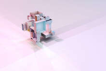 Abstract 3D Illustration Of A Jumble Of Open Boxes With Multi Colored Lights Inside