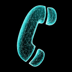 Wall Mural - Three-dimensional call icon isolated on black background. 3D illustration.