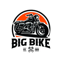 Big Bike Motorcycle Club Emblem Circle Logo Label Template. Best For Motorbike Club Logo Design