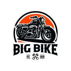 Wall Mural - Big bike motorcycle club emblem circle logo label template. Best for motorbike club logo design