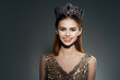 cheerful woman with a crown on her head jewelry luxury celebrity
