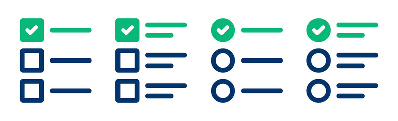Aufkleber - List icon. Tick mark on checkbox icon set.