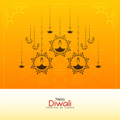 Wall Mural - Happy Diwali festival background with hanging lamps design