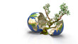 Save Planet - Zerbrochene Erde aus der ein Urwaldbaum wächst