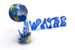 Save Planet - Zerbrochene Erde aus der Wasser fließt und Text Wasser