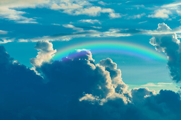 Canvas Print - background of rainbow and the storm clouds