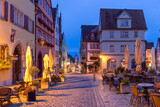 Fototapeta Uliczki - Night Market square in medieval Old Town of Rothenburg ob der Tauber, Bavaria, southern Germany