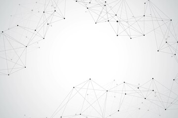 Wall Mural - technology abstract background with connected line and dots. big data visualization. artificial inte