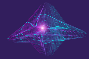 Sticker - quantum computer technology concept. deep learning artificial intelligence. big data algorithms visu
