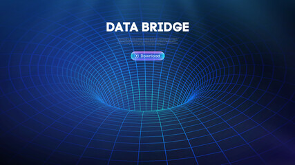 Data bridge vector illustration. Traffic big data and data visualization. Communication network digital technology background.