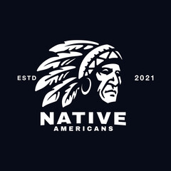 Wall Mural - Native American Logo Design Vector Illustration Template Idea