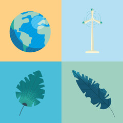 Wall Mural - four environment icons