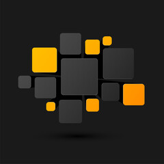 Wall Mural - Abstract black and yellow squares background.