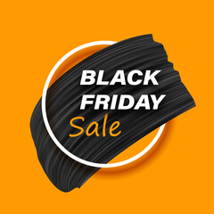 Wall Mural - Black friday sale sign over brush strokes.