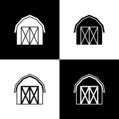 Poster - Set Farm house icon isolated on black and white background. Vector