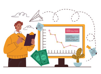 Wall Mural - marketing strategy design element vector flat hand drawn illustration