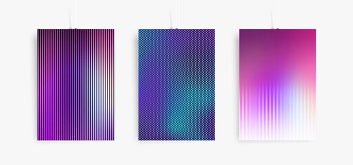 Wall Mural - halftone dots backgrounds set. applicable for covers, posters, flyers and banner design. three vecto
