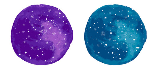 Wall Mural - round cosmic background or night sky with doodle stars