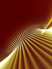 Poster - Modern twisted yellow lines abstract background. 3d renderi digital illustration