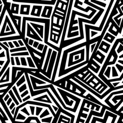 Wall Mural - Unique Geometric Vector Seamless Pattern made in ethnic style. Aztec textile print. African traditional design. Creative boho pattern. Perfect for site backgrounds, wrapping paper and fabric design.