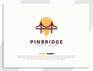 Wall Mural - Bridge logo with pin location concept