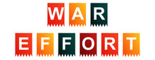 War Effort - Text Written On Isolated Shapes With White Background