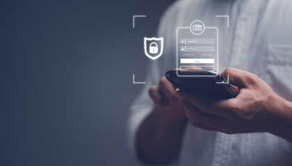 cyber security concept, Login, User, identification information security and encryption, secure access to user's personal information, secure Internet access, cybersecurity.