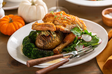 Wall Mural - Gourmet chicken dinner with broccoli and potato