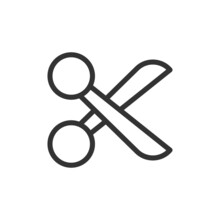 Simple Scissors Line Icon.