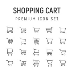 Poster - Premium pack of shopping cart line icons.