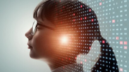 thinking child. ai (artificial intelligence) concept. edtech.
