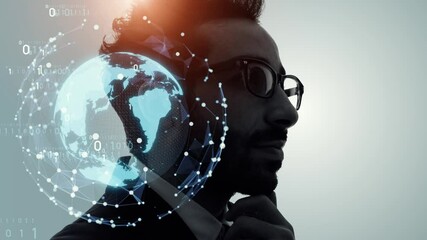 Poster - AI (Artificial Intelligence) concept. Deep learning. Mindfulness. Globan communication network. Digital transformation.