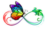 Fototapeta Motyle - Infinity with seated rainbow butterfly