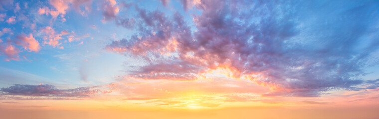 Wall Mural - large panorama of sunset sunrise sundown sky with colorful clouds