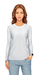 Woman Wearing a Long Sleeved T-Shirt