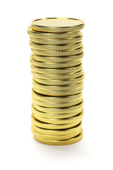 Wall Mural - Golden coin stack isolated. 3D rendering.